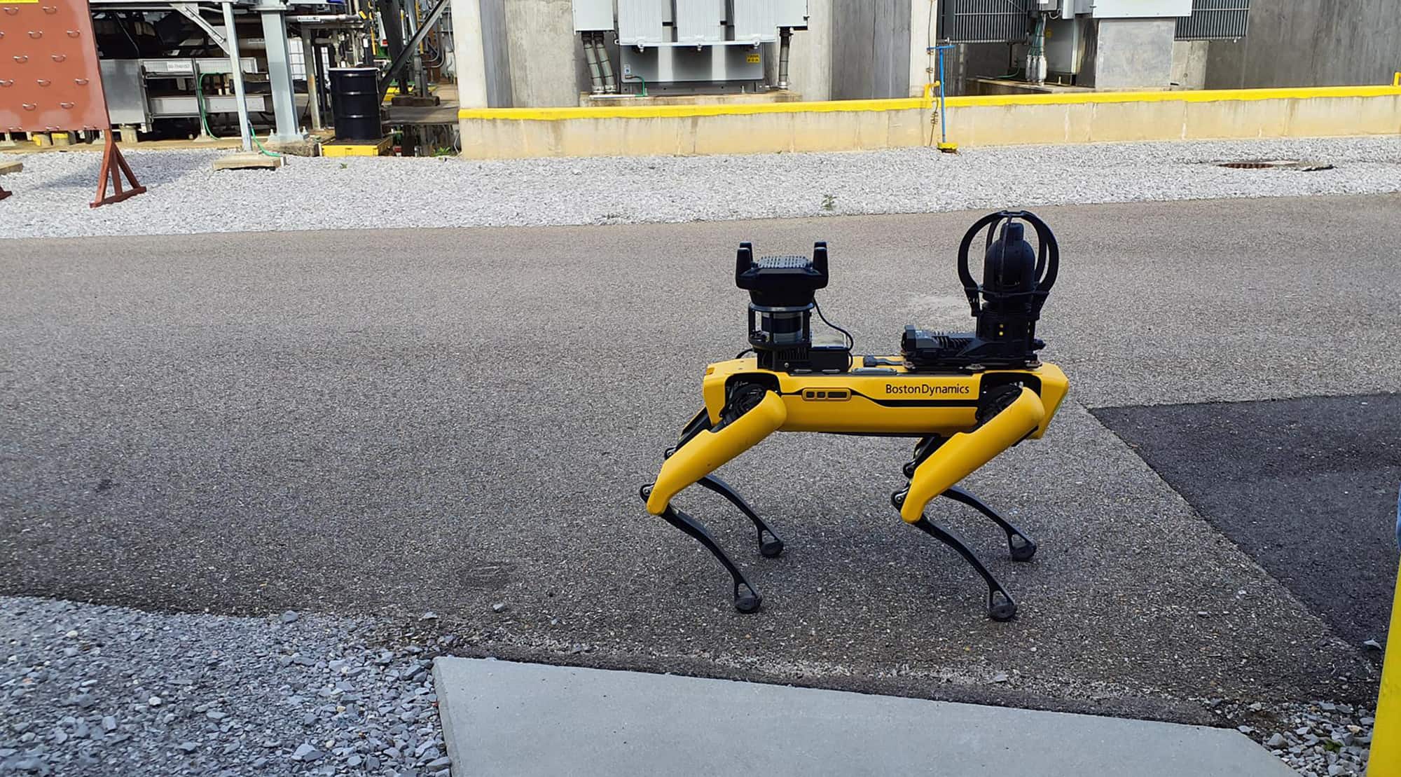 Robot dog, Spot, patrolling power plant